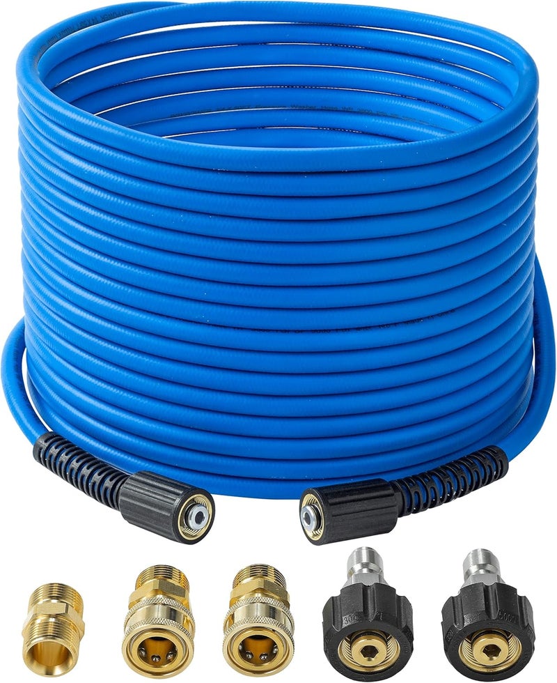 FIXFANS Pressure Washer Hose – 1/4" X 50 FT High Power Washer Extension Hose – Kink & Wear Resistant High Pressure Hose for Replacement – Compatible with M22 Fittings – 3600PSI - Image 1